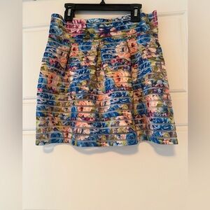 Source Unknown Floral Circle Skater Skirt in Blue, Pink & Green